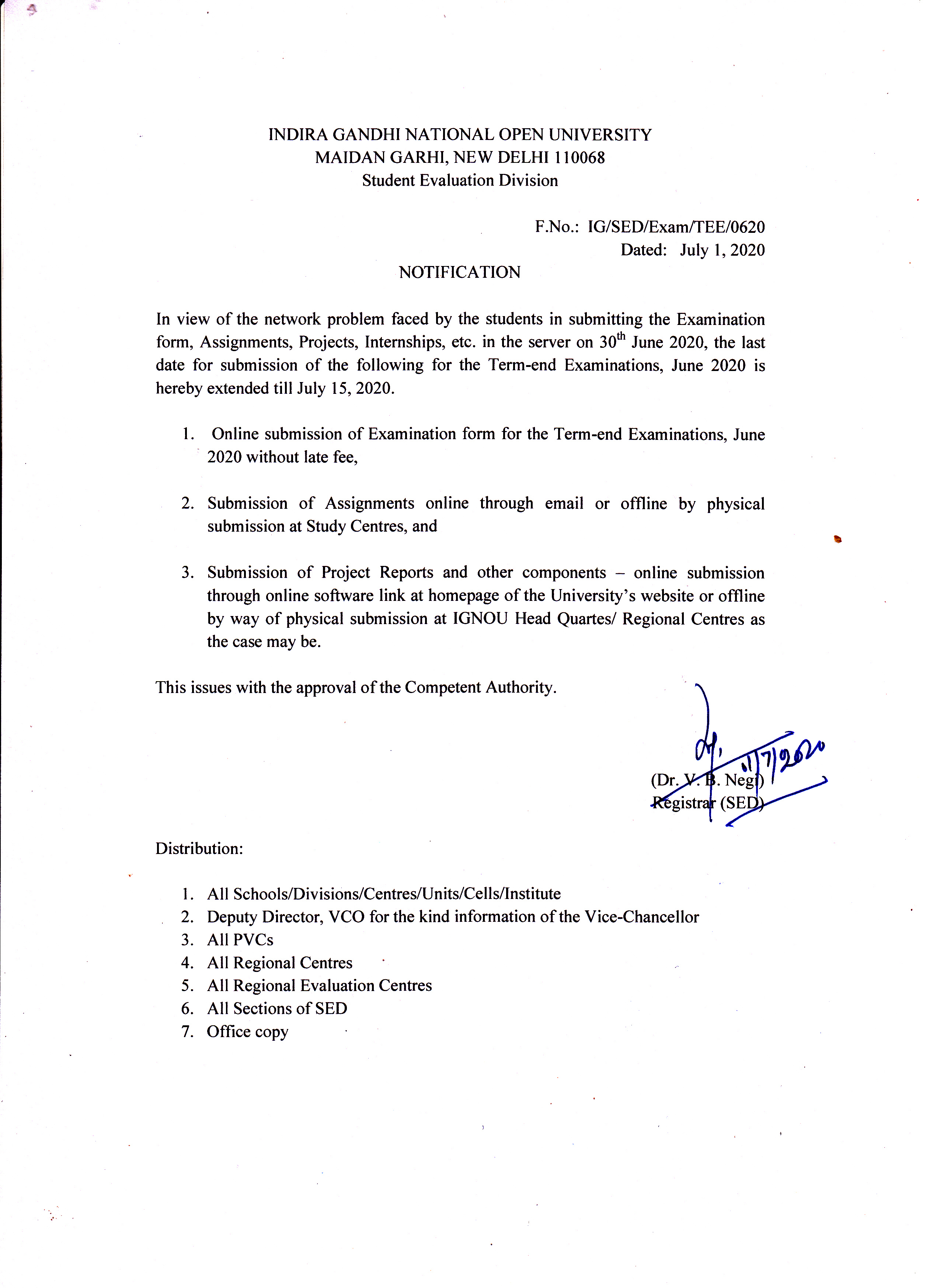 Ignou results grade card image